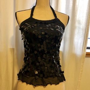 Sparkly Black Halter Top